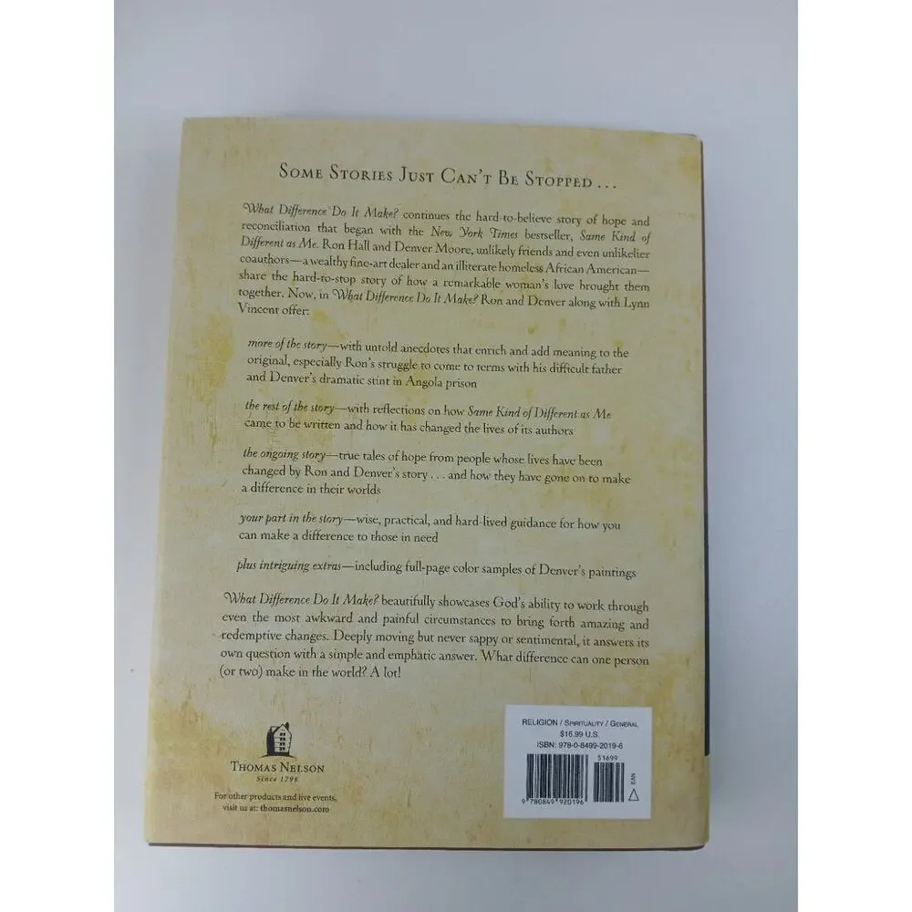 What Difference Do It Make? Ron Hall Denver Moore Hardcover 2009